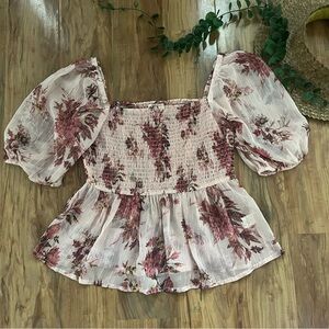 Dizzy Blush and Cream Floral Blouse